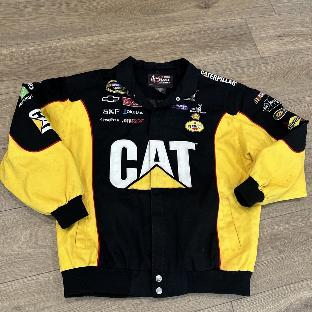 JEFF BURTON CAT SPONSOR'S NASCAR RACE JACKET XL EUC CHASE AUTHENTIC
